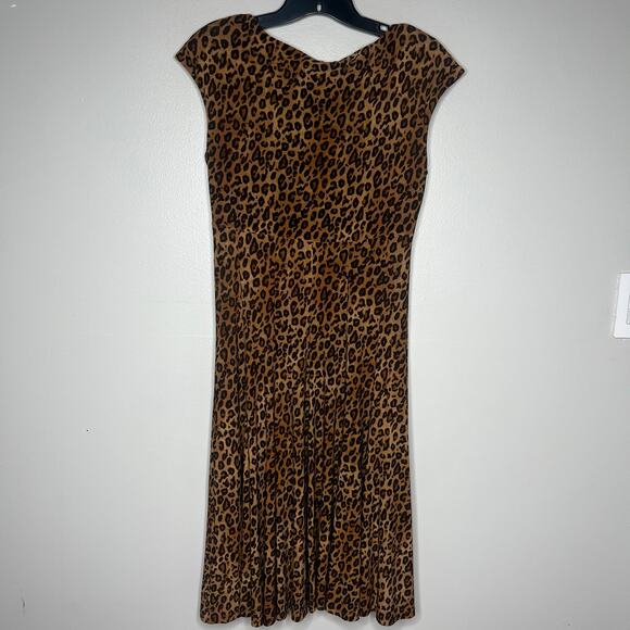 Ralph Lauren Animal Print Sheath Dress V-Neck Cap Sleeve Women's 6 Mob Wife - Picture 5 of 11